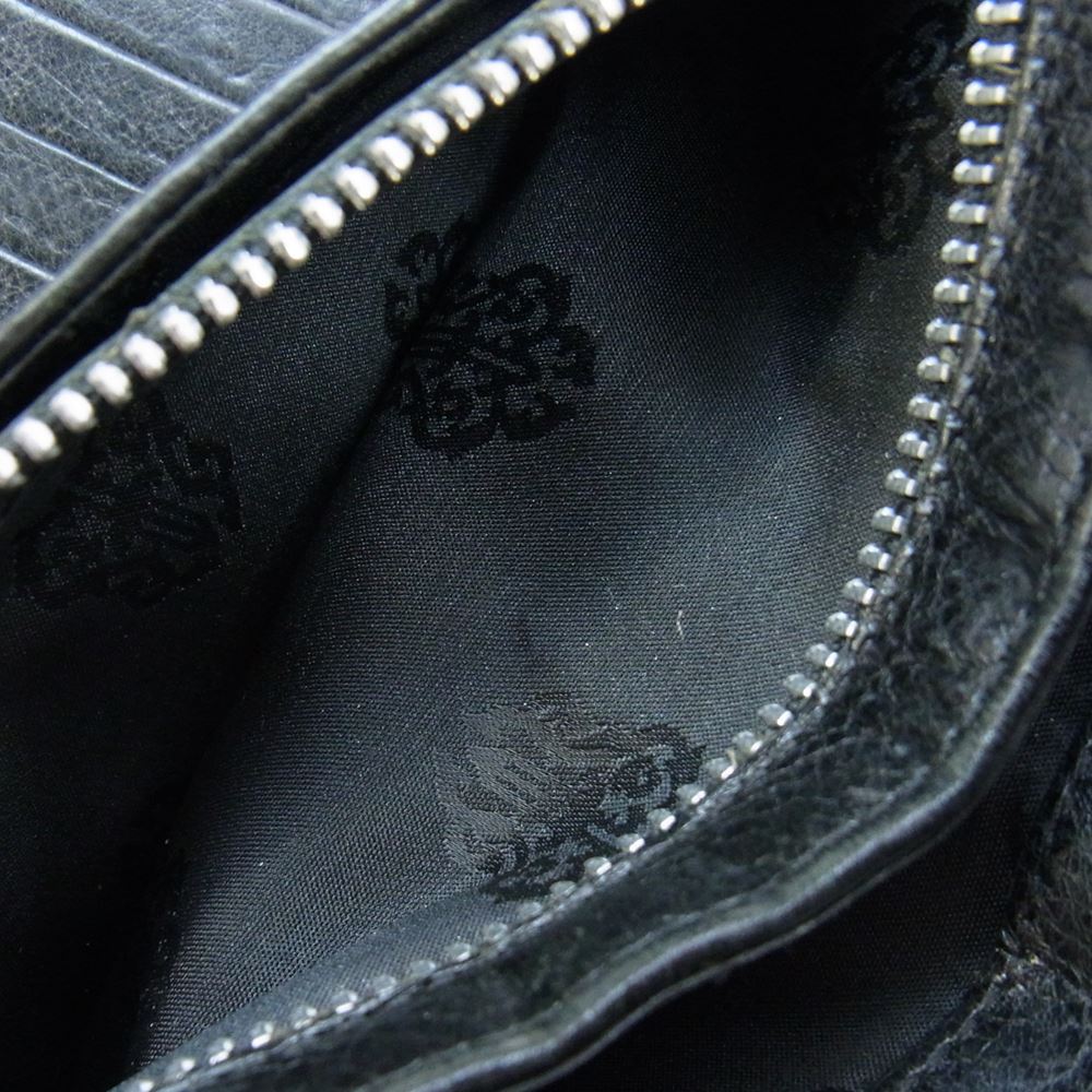 CHROME HEARTS クロムハーツ（原本無） WAVE CROSS BALL ウェーブ クロスボールボタン レザー ウォレット ブラック系【中古】