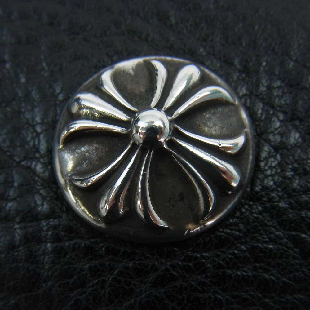 CHROME HEARTS クロムハーツ（原本無） WAVE CROSS BALL ウェーブ クロスボールボタン レザー ウォレット ブラック系【中古】