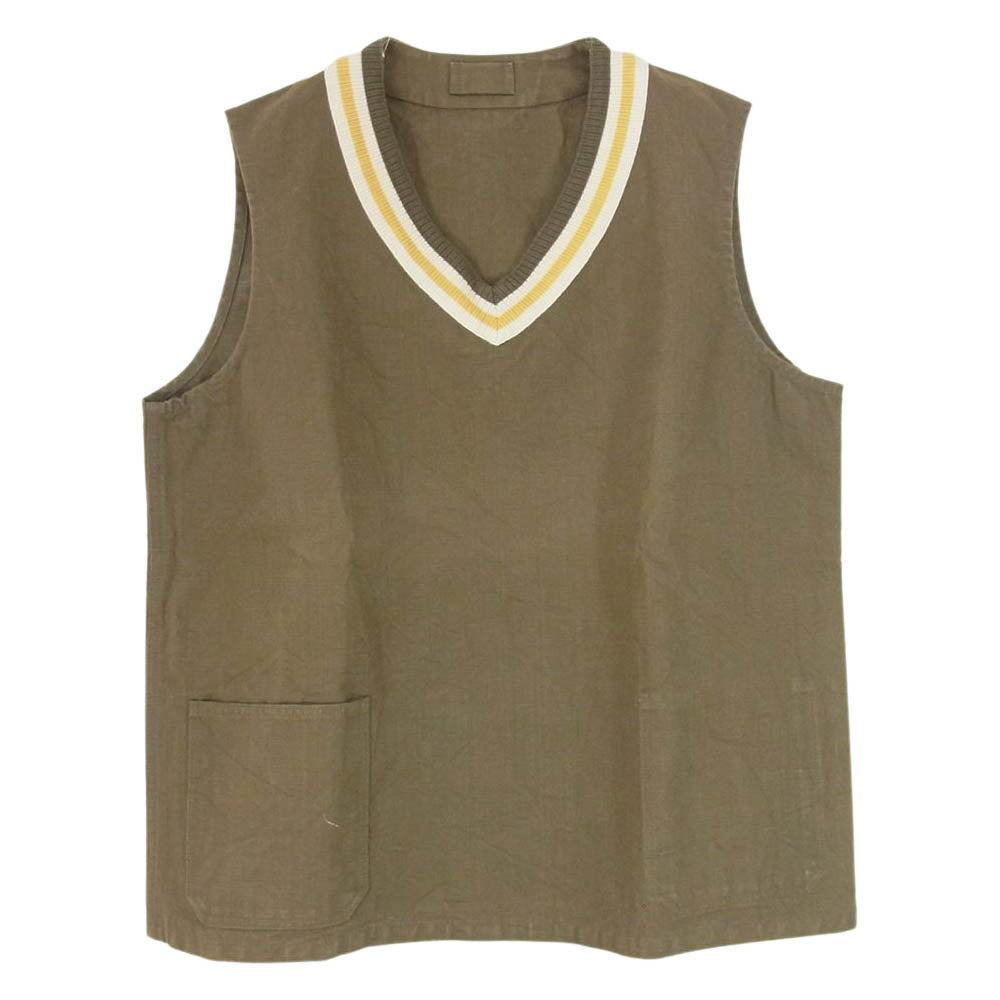 Nigel Cabourn ナイジェルケーボン 8045-00-70003 FRENCH HOSPITAL VEST REVERSIBLE フレンチホスピタル ベスト リバーシブル Vネック カーキ系 46【中古】