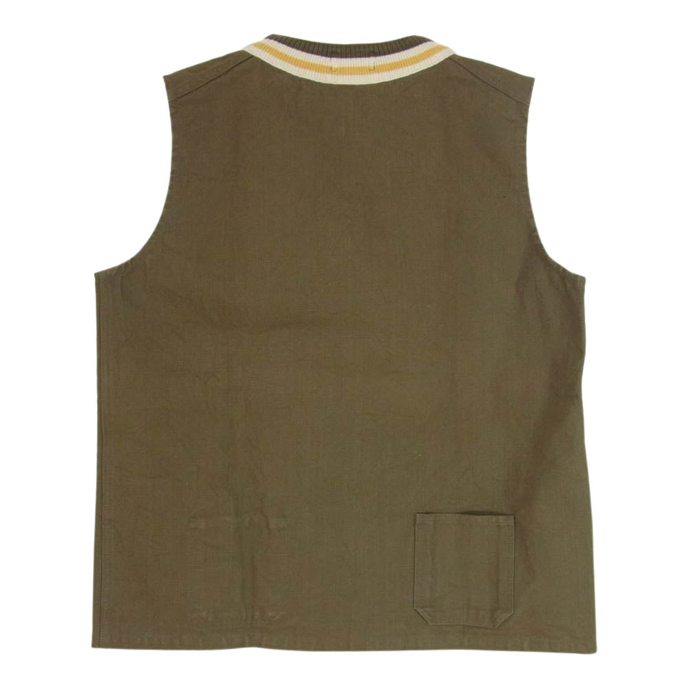 Nigel Cabourn ナイジェルケーボン 8045-00-70003 FRENCH HOSPITAL VEST REVERSIBLE フレンチホスピタル ベスト リバーシブル Vネック カーキ系 46【中古】