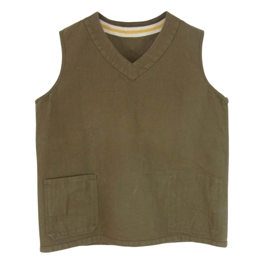 Nigel Cabourn ナイジェルケーボン 8045-00-70003 FRENCH HOSPITAL VEST REVERSIBLE フレンチホスピタル ベスト リバーシブル Vネック カーキ系 46【中古】