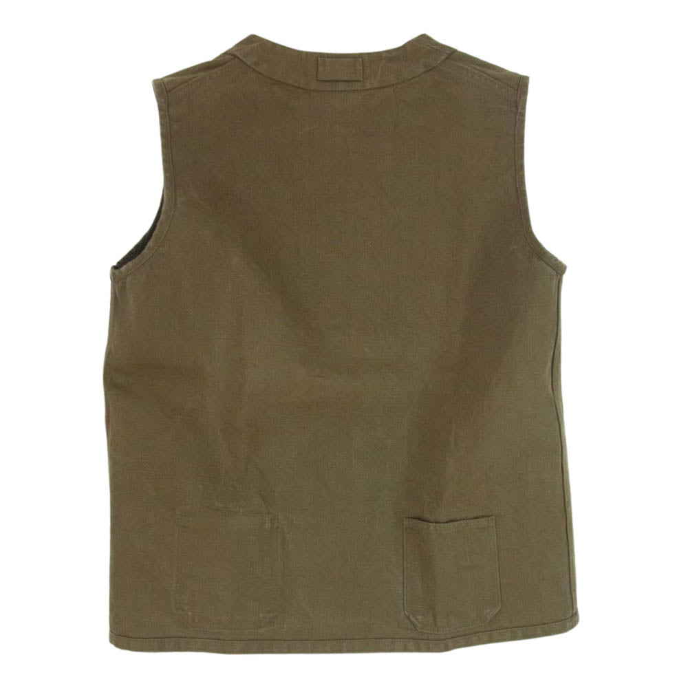 Nigel Cabourn ナイジェルケーボン 8045-00-70003 FRENCH HOSPITAL VEST REVERSIBLE フレンチホスピタル ベスト リバーシブル Vネック カーキ系 46【中古】