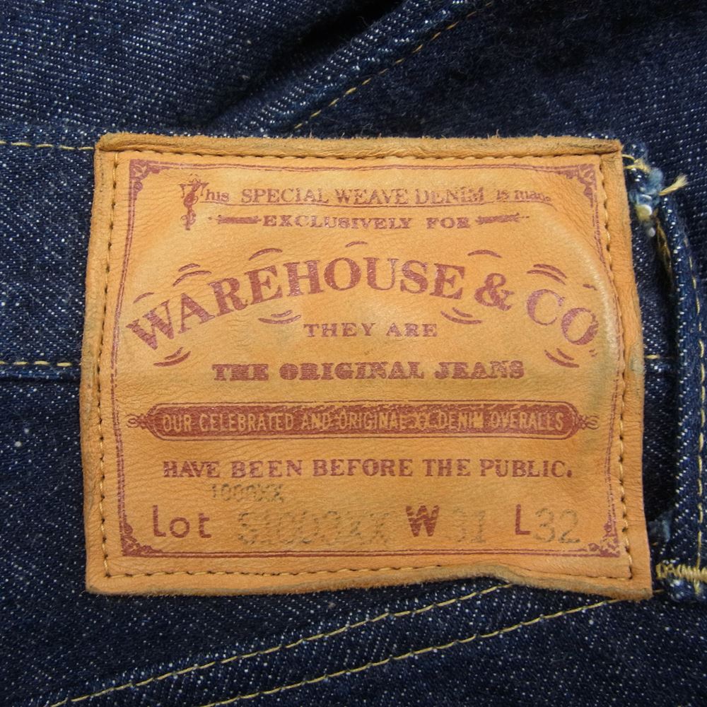 WAREHOUSE ウエアハウス Lot S1003XX (1000XX) 1942 MODEL 大戦 レッドペンキプリントステッチ 酸化 デニム パンツ インディゴブルー系 31【中古】