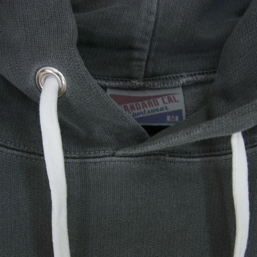 STANDARD CALIFORNIA スタンダードカリフォルニア Pima Cotton Hood Sweat ピマコットン フード ロゴ スウェット パーカー チャコール系 M【極上美品】【中古】