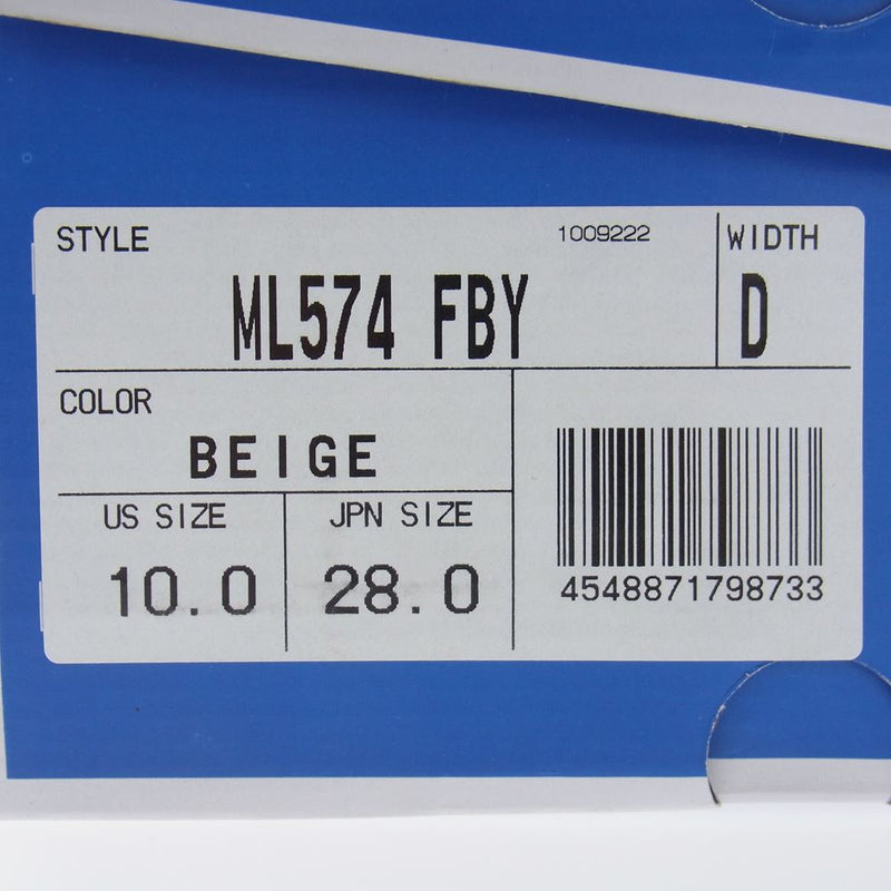 NEW BALANCE ニューバランス ML574FBY スエード メッシュ BEG ローカット スニーカー ベージュ系 28cm【中古】