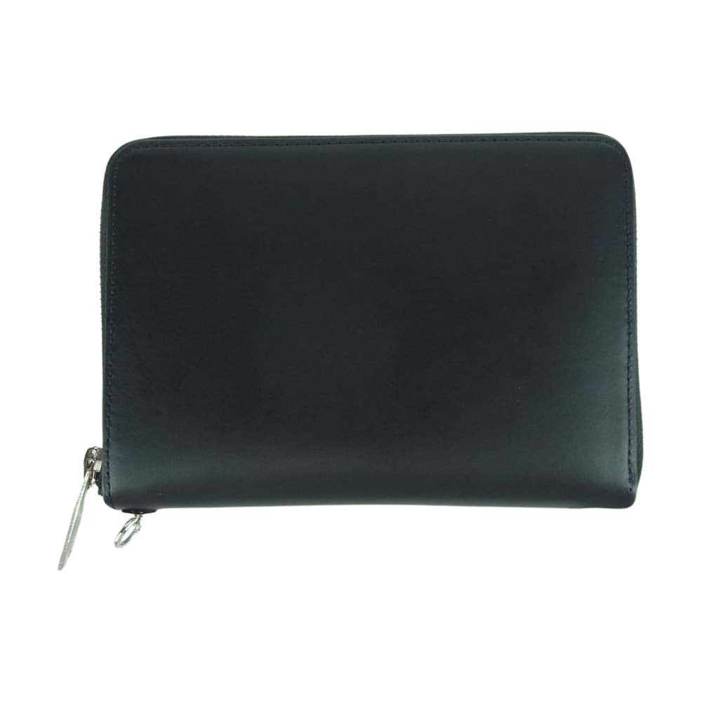 Yohji Yamamoto POUR HOMME ヨウジヤマモトプールオム HN-A01-763-1 FASTENER WALLET S ラウンドファスナー レザー コンパクト ウォレット 二つ折り財布 ブラック系【新古品】【未使用】【中古】