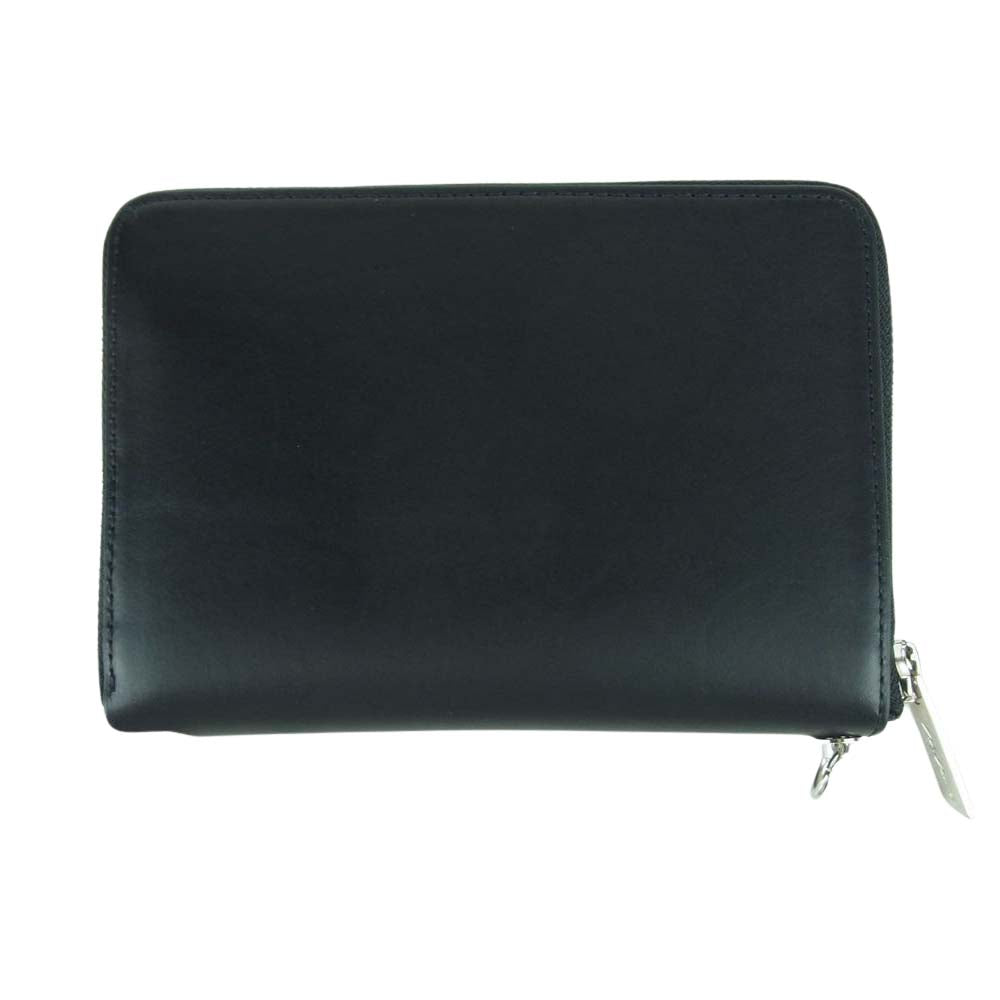Yohji Yamamoto POUR HOMME ヨウジヤマモトプールオム HN-A01-763-1 FASTENER WALLET S ラウンドファスナー レザー コンパクト ウォレット 二つ折り財布 ブラック系【新古品】【未使用】【中古】