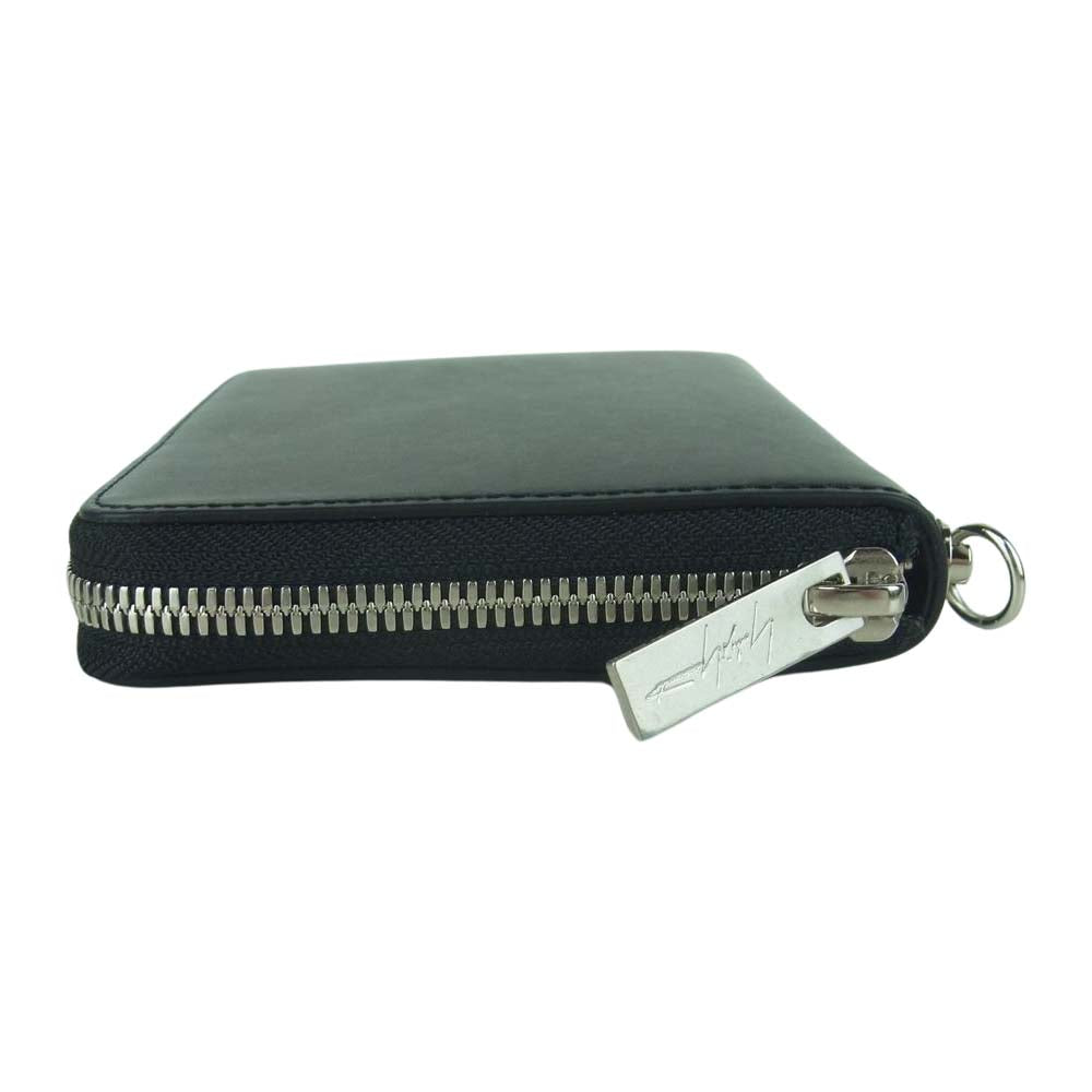 Yohji Yamamoto POUR HOMME ヨウジヤマモトプールオム HN-A01-763-1 FASTENER WALLET S ラウンドファスナー レザー コンパクト ウォレット 二つ折り財布 ブラック系【新古品】【未使用】【中古】