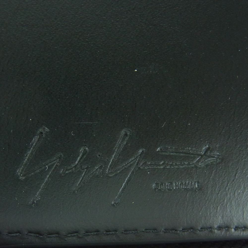 Yohji Yamamoto POUR HOMME ヨウジヤマモトプールオム HN-A01-763-1 FASTENER WALLET S ラウンドファスナー レザー コンパクト ウォレット 二つ折り財布 ブラック系【新古品】【未使用】【中古】