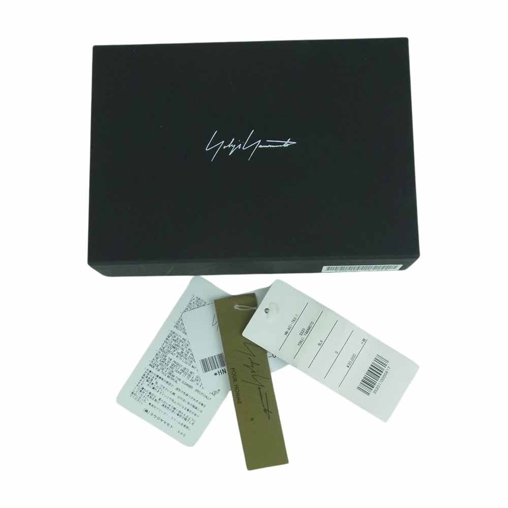 Yohji Yamamoto POUR HOMME ヨウジヤマモトプールオム HN-A01-763-1 FASTENER WALLET S ラウンドファスナー レザー コンパクト ウォレット 二つ折り財布 ブラック系【新古品】【未使用】【中古】