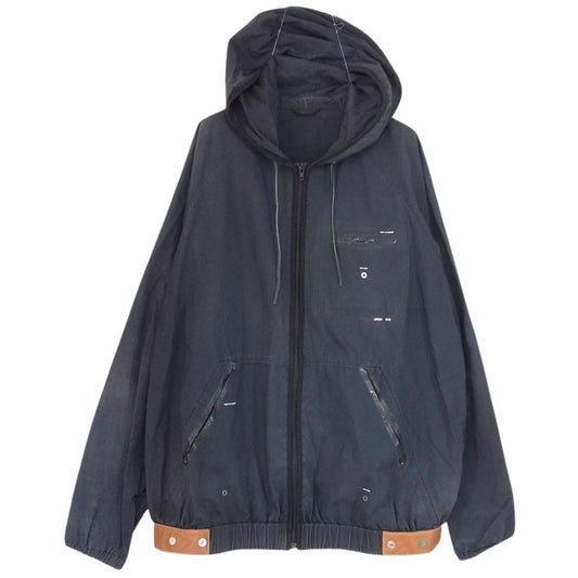 UNDERCOVER アンダーカバー E4216 裾 COW HIDE レザー コットン ジャケット ブラック系 4【中古】
