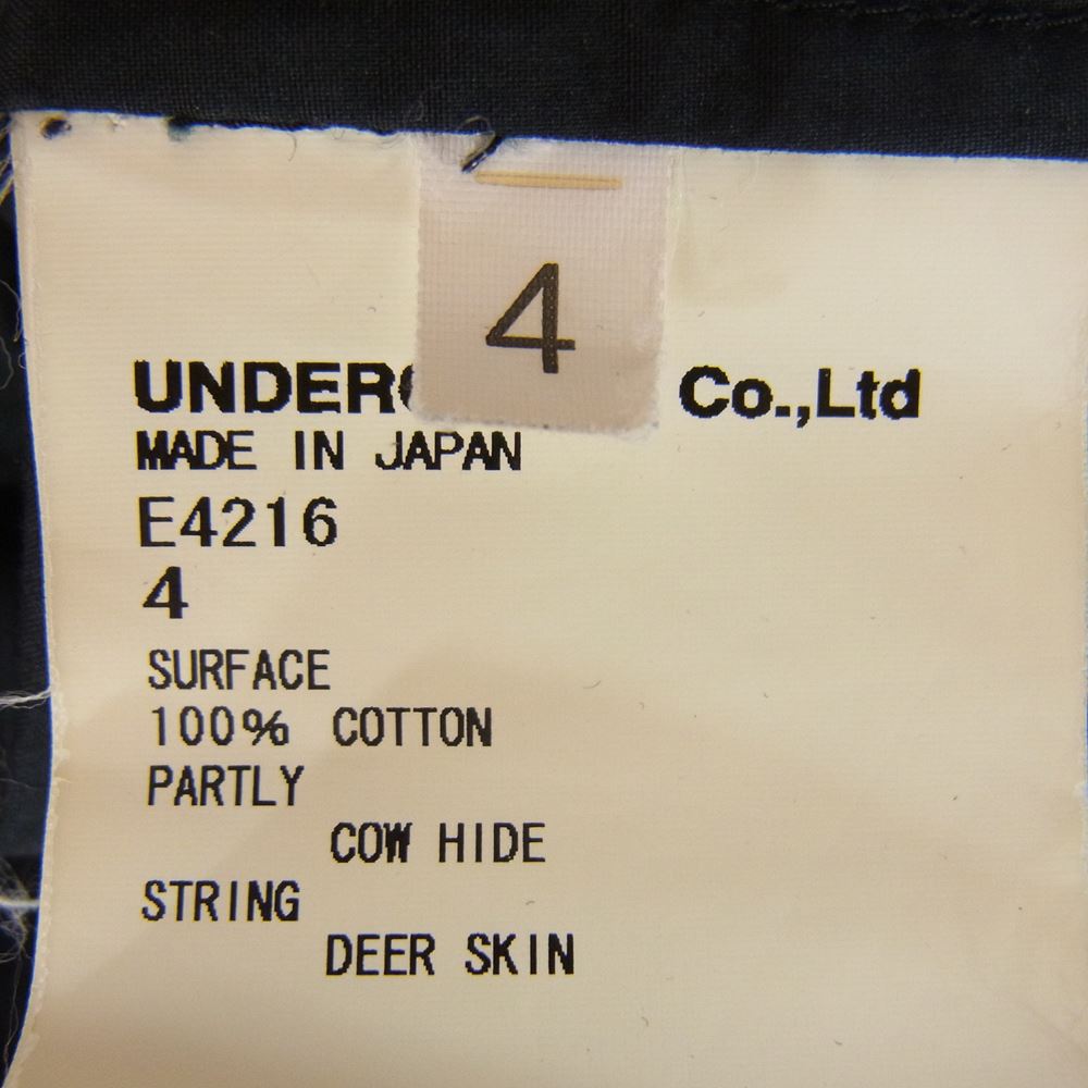 UNDERCOVER アンダーカバー E4216 裾 COW HIDE レザー コットン ジャケット ブラック系 4【中古】