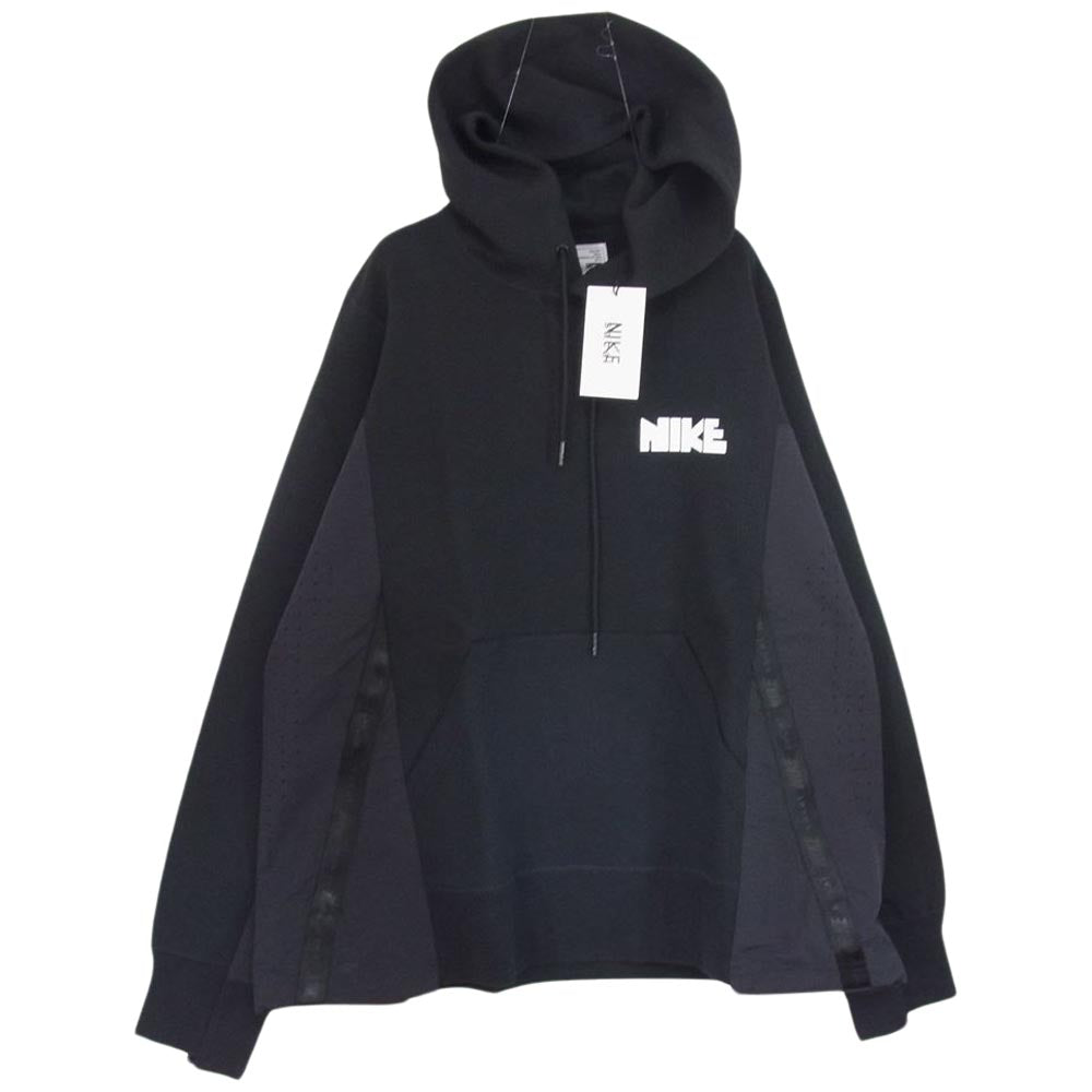 Sacai サカイ 20AW  CZ4695 × NIKE ナイキ NRG HOODIE プルオーバー パーカー ドッキング フーディー ブラック系 L【新古品】【未使用】【中古】