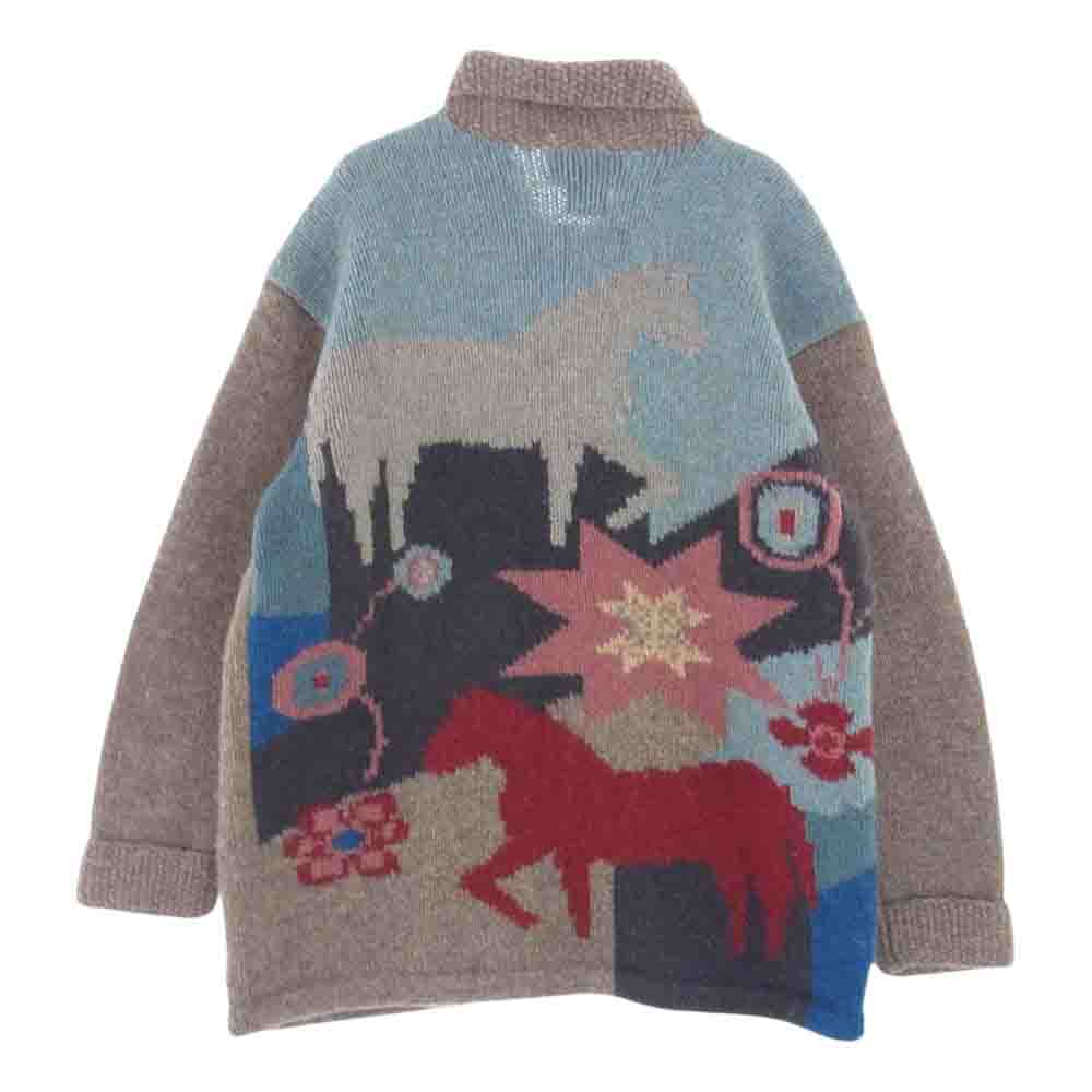 POLO RALPH LAUREN ポロ・ラルフローレン COUNTRY カントリー 90s レディース ホース 星条旗 ネイティブ ニット カーディガン ブラウン系 M【中古】