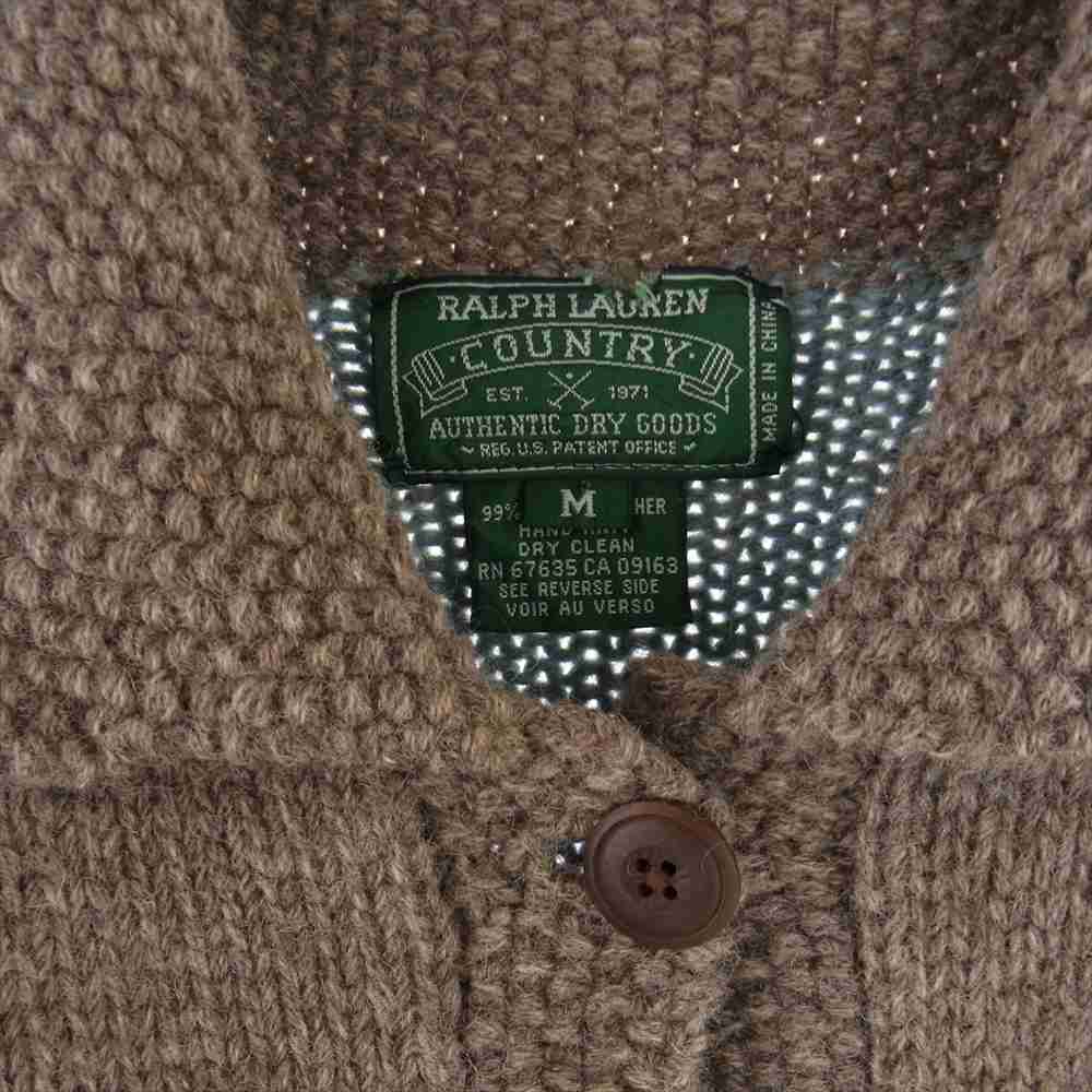 POLO RALPH LAUREN ポロ・ラルフローレン COUNTRY カントリー 90s レディース ホース 星条旗 ネイティブ ニット カーディガン ブラウン系 M【中古】