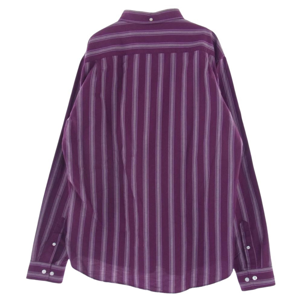 Supreme シュプリーム 18AW Oxford BD Shirt オックスフォード ストライプ ボタンダウン 長袖 シャツ パープル系 L【中古】
