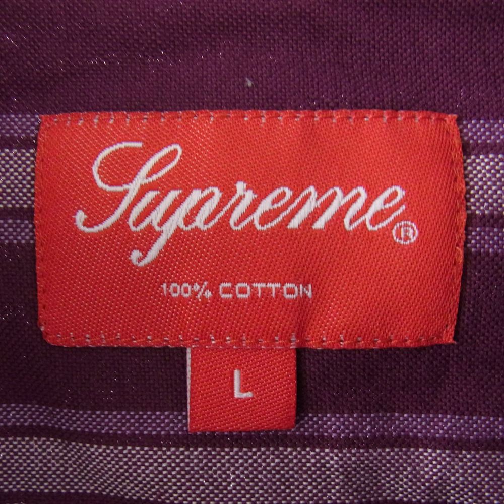 Supreme シュプリーム 18AW Oxford BD Shirt オックスフォード ストライプ ボタンダウン 長袖 シャツ パープル系 L【中古】