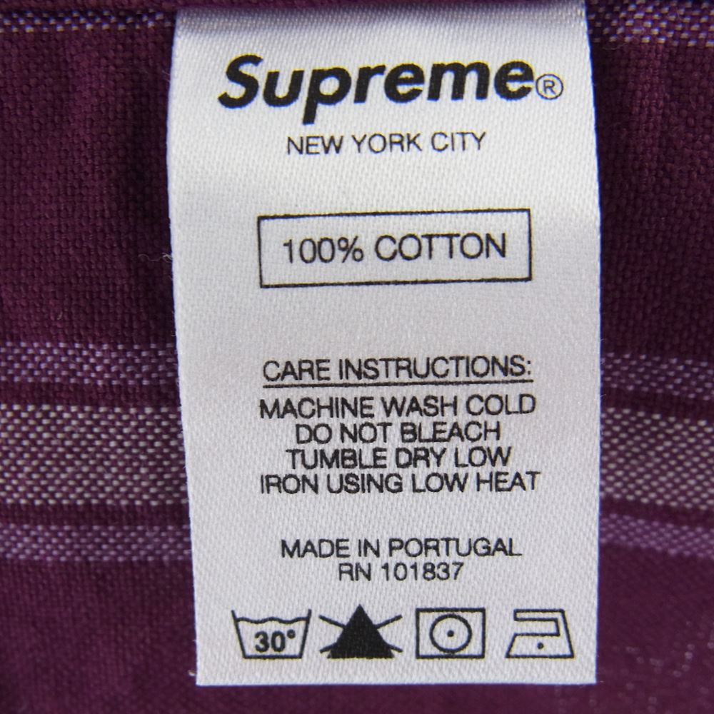Supreme シュプリーム 18AW Oxford BD Shirt オックスフォード ストライプ ボタンダウン 長袖 シャツ パープル系 L【中古】