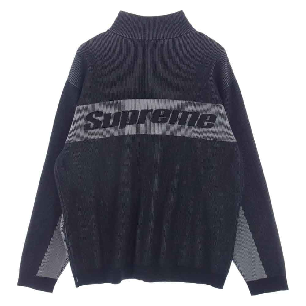 Supreme シュプリーム 22AW 2-Tone Ribbed Zip Up Sweater 2トーン ストライプ ジップアップ ドライバーズ  ニット セーター ブラック系 グレー系 L【美品】【中古】