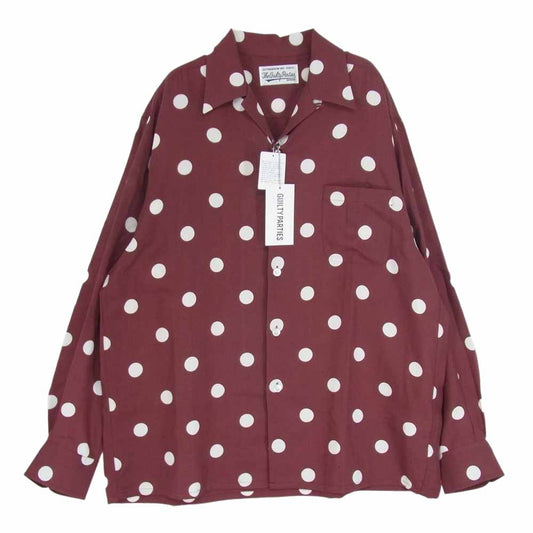 WACKO MARIA ワコマリア 23SS 23SSE-WMS-HI03 HAWAIIAN SHIRT L/S ハワイアンシャツ ロングスリーブ ドット 長袖 シャツ BORDEAUX M【新古品】【未使用】【中古】