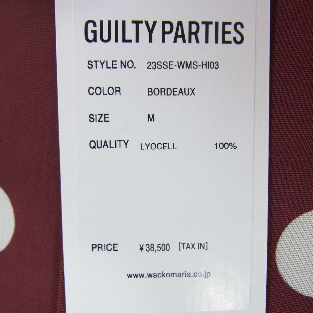 WACKO MARIA ワコマリア 23SS 23SSE-WMS-HI03 HAWAIIAN SHIRT L/S ハワイアンシャツ ロングスリーブ ドット 長袖 シャツ BORDEAUX M【新古品】【未使用】【中古】