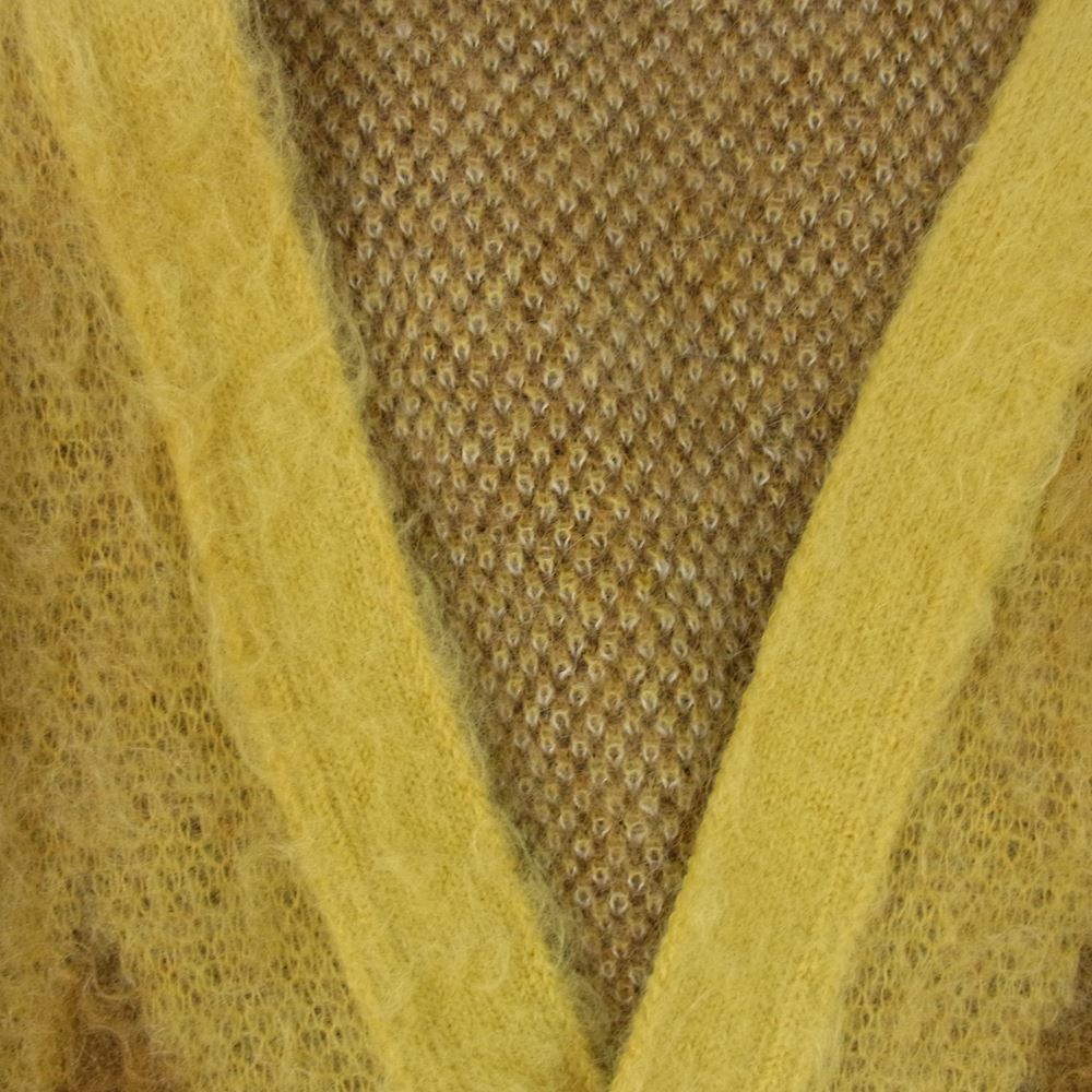 MINEDENIM マインデニム 2210-6002-27-032 Kid Mohair Argyle Knit Long Cardigan キッド モヘア アーガイル ニット カーディガン イエロー系 3【新古品】【未使用】【中古】