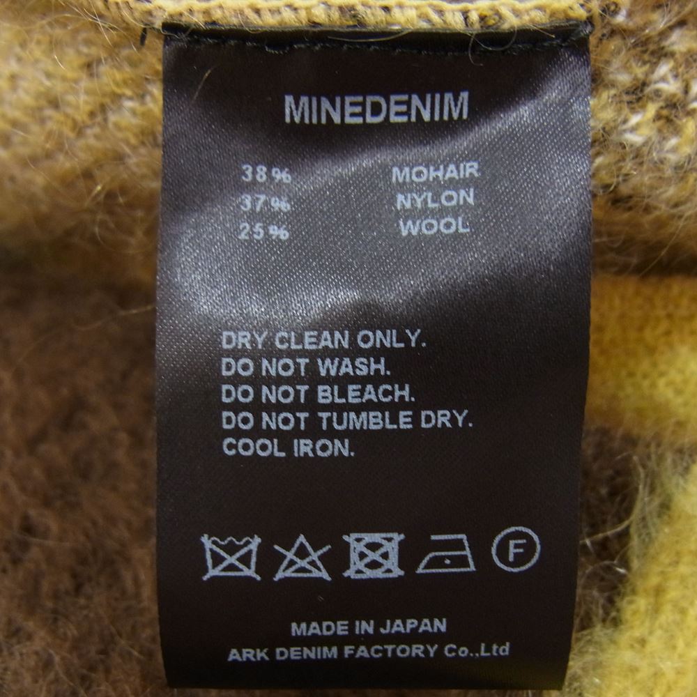 MINEDENIM マインデニム 2210-6002-27-032 Kid Mohair Argyle Knit Long Cardigan キッド モヘア アーガイル ニット カーディガン イエロー系 3【新古品】【未使用】【中古】