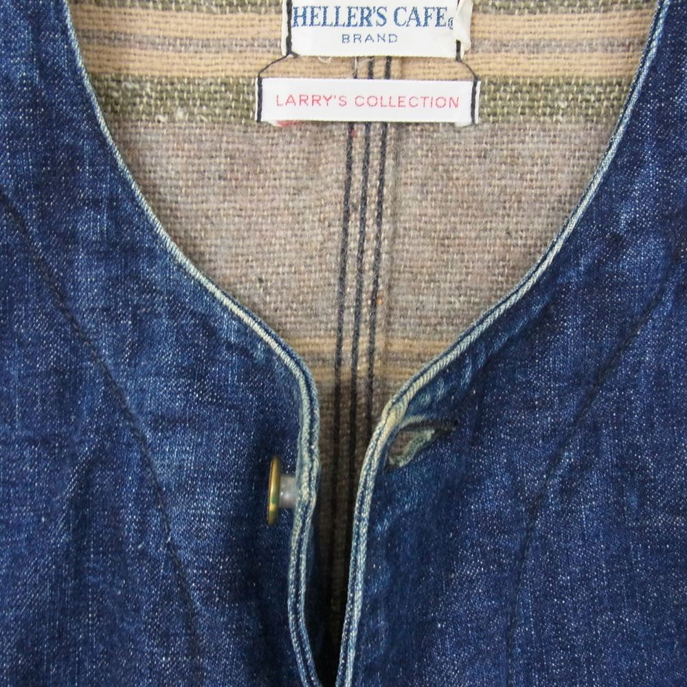 WAREHOUSE ウエアハウス HELLER'S CAFE ヘラーズカフェ 裏ブランケット デニム ベスト インディゴブルー系 36【中古】