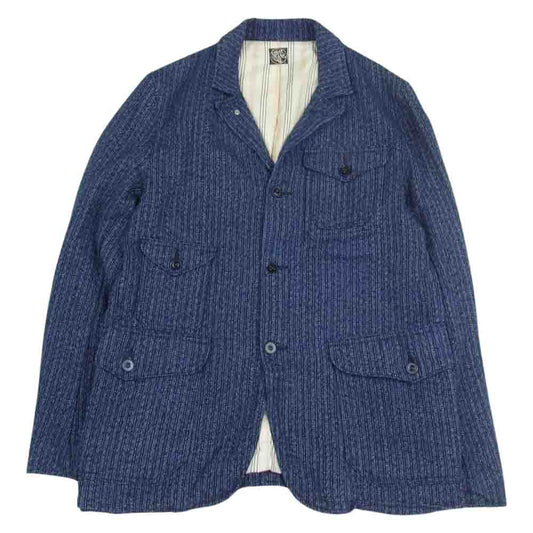 SUGAR CANE シュガーケーン SC13420 INDIGO STRIPE CRUISER JACKET インディゴ ストライプ クルーザー ワーク ジャケット ネイビー系 38【中古】
