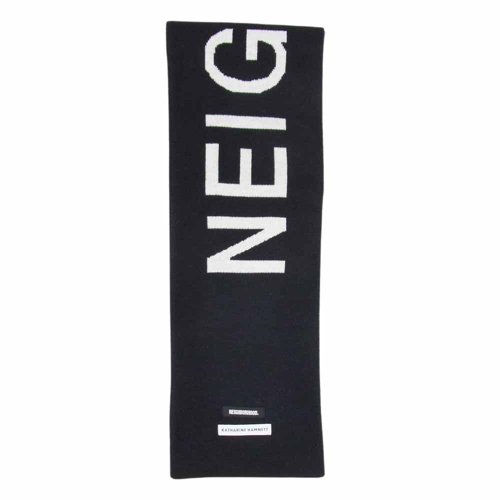 NEIGHBORHOOD ネイバーフッド 22AW Katherine Hamnett Logo Scarf Black キャサリンハムネット ロゴ マフラー ブラック系【中古】