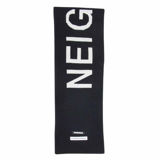 NEIGHBORHOOD ネイバーフッド 22AW Katherine Hamnett Logo Scarf Black キャサリンハムネット ロゴ マフラー ブラック系【中古】