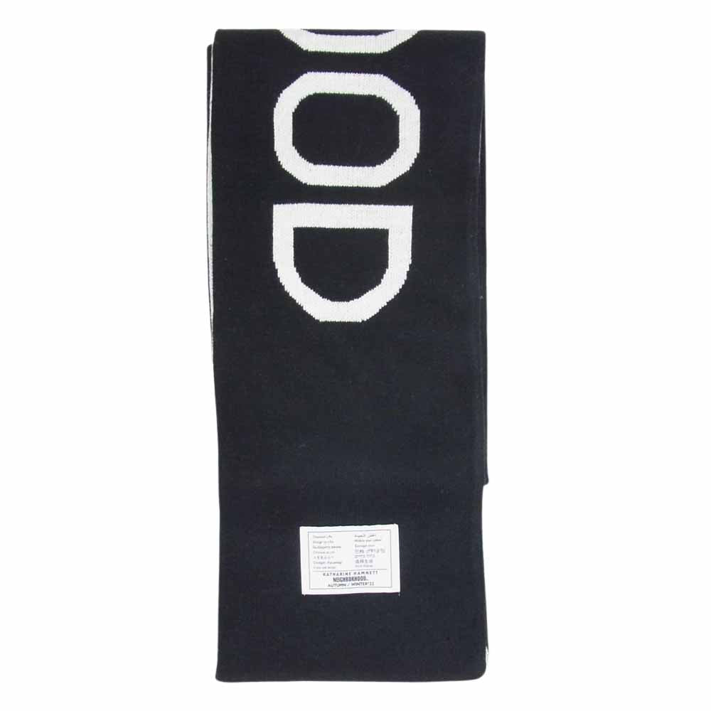 NEIGHBORHOOD ネイバーフッド 22AW Katherine Hamnett Logo Scarf Black キャサリンハムネット ロゴ マフラー ブラック系【中古】
