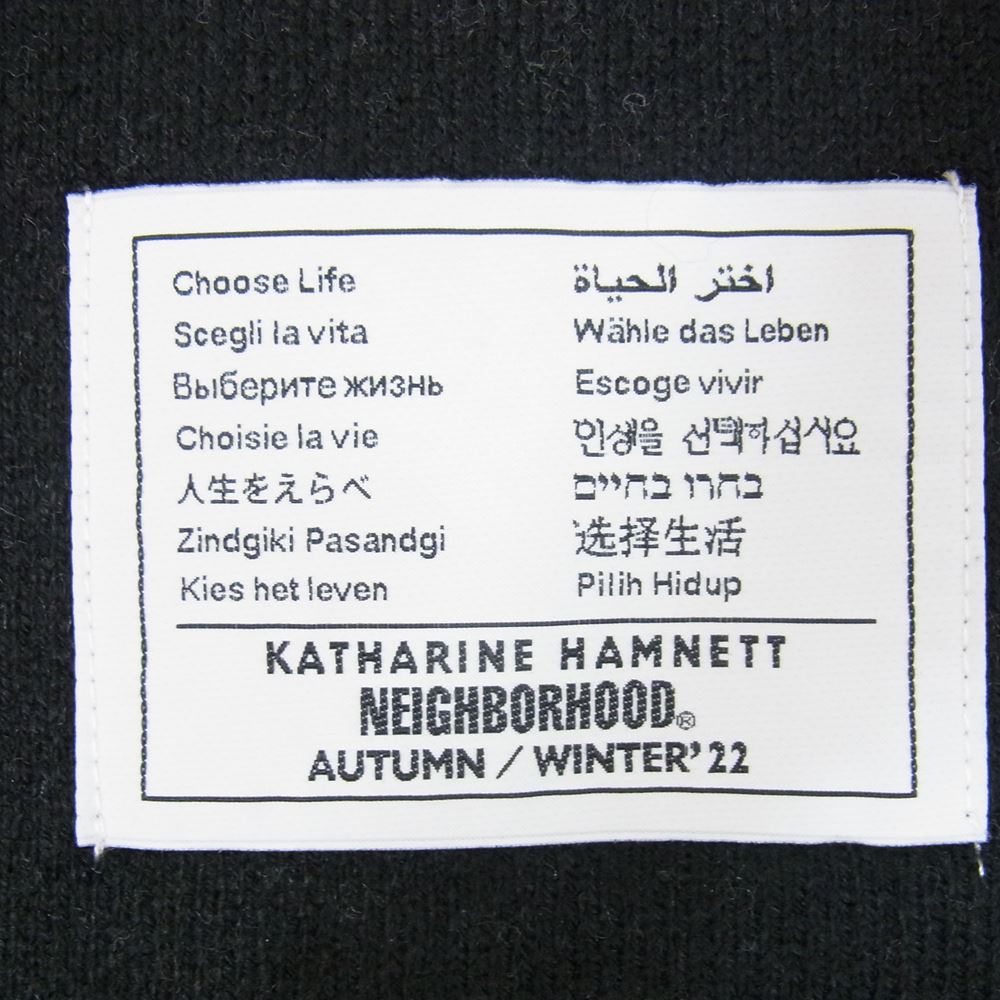 NEIGHBORHOOD ネイバーフッド 22AW Katherine Hamnett Logo Scarf Black キャサリンハムネット ロゴ マフラー ブラック系【中古】
