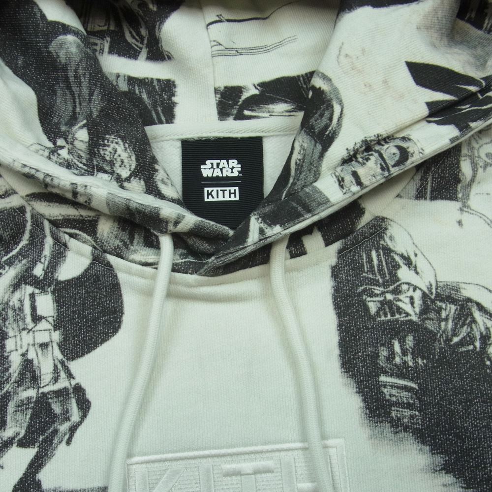 キス 23SS STAR Wars スターウォーズ VADER Illustration Hoodie プルオーバー パーカー オフホワイト系 グレー系 L【新古品】【未使用】【中古】
