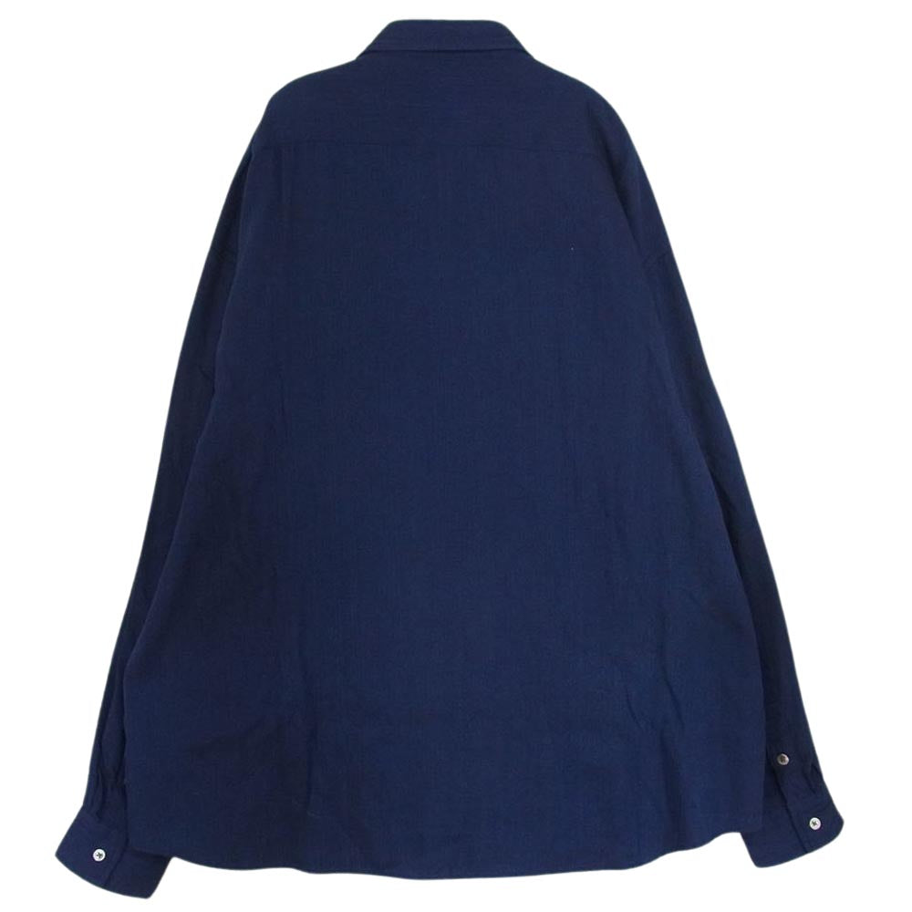 PORTER CLASSIC ポータークラシック 23SS ROLL UP VINTAGE GAUZE SHIRT ロールアップ ヴィンテージコットン ガーゼ 長袖 シャツ ネイビー系 XL【中古】
