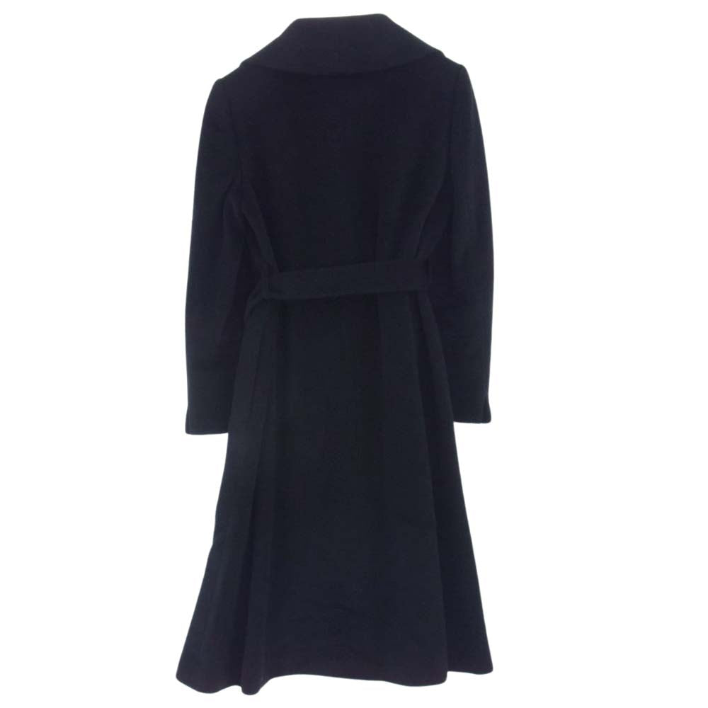 東京ソワール アンゴラ混ウール ショールカラー ベルテッド コート ブラック系 S【新古品】【未使用】【中古】