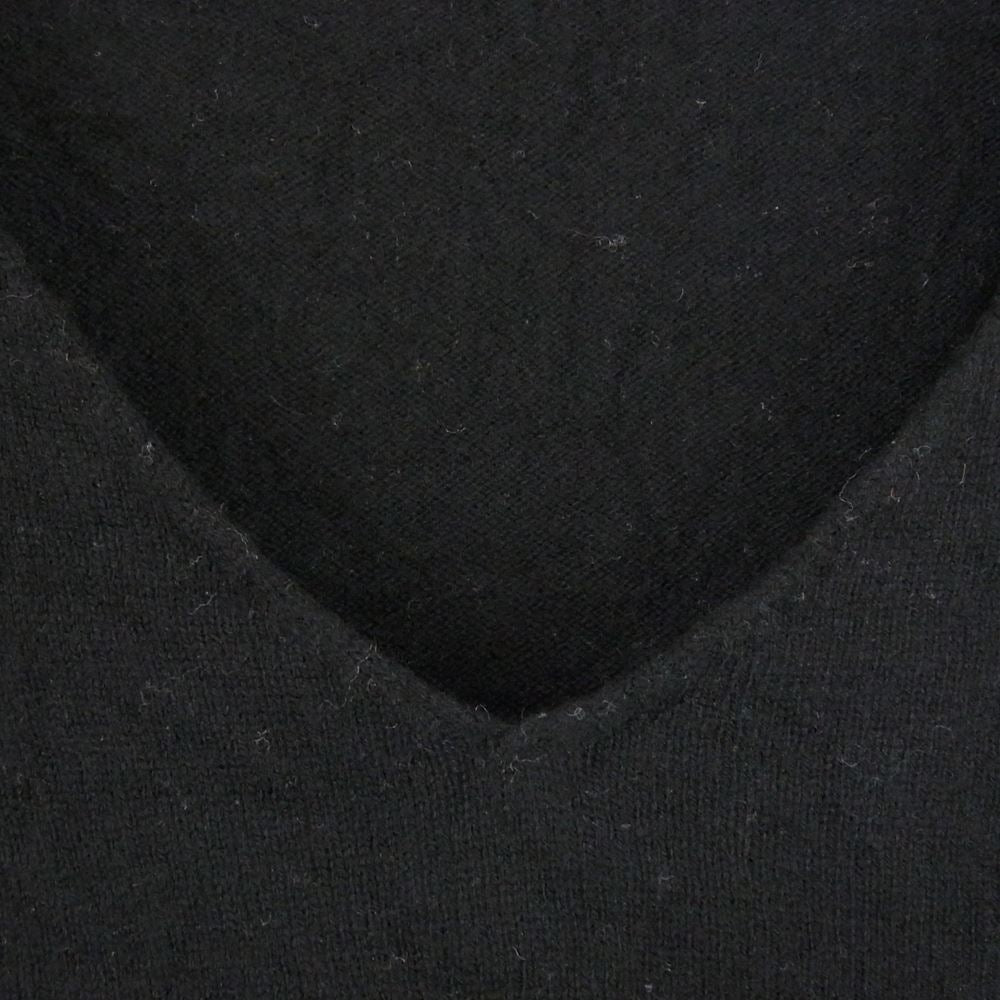 Lucien Pellat-Finet ルシアンペラフィネ 国内正規品 カシミヤ100％ カシミア ラインストーン スカル刺繍 Vネック ニット セーター ブラック系【中古】