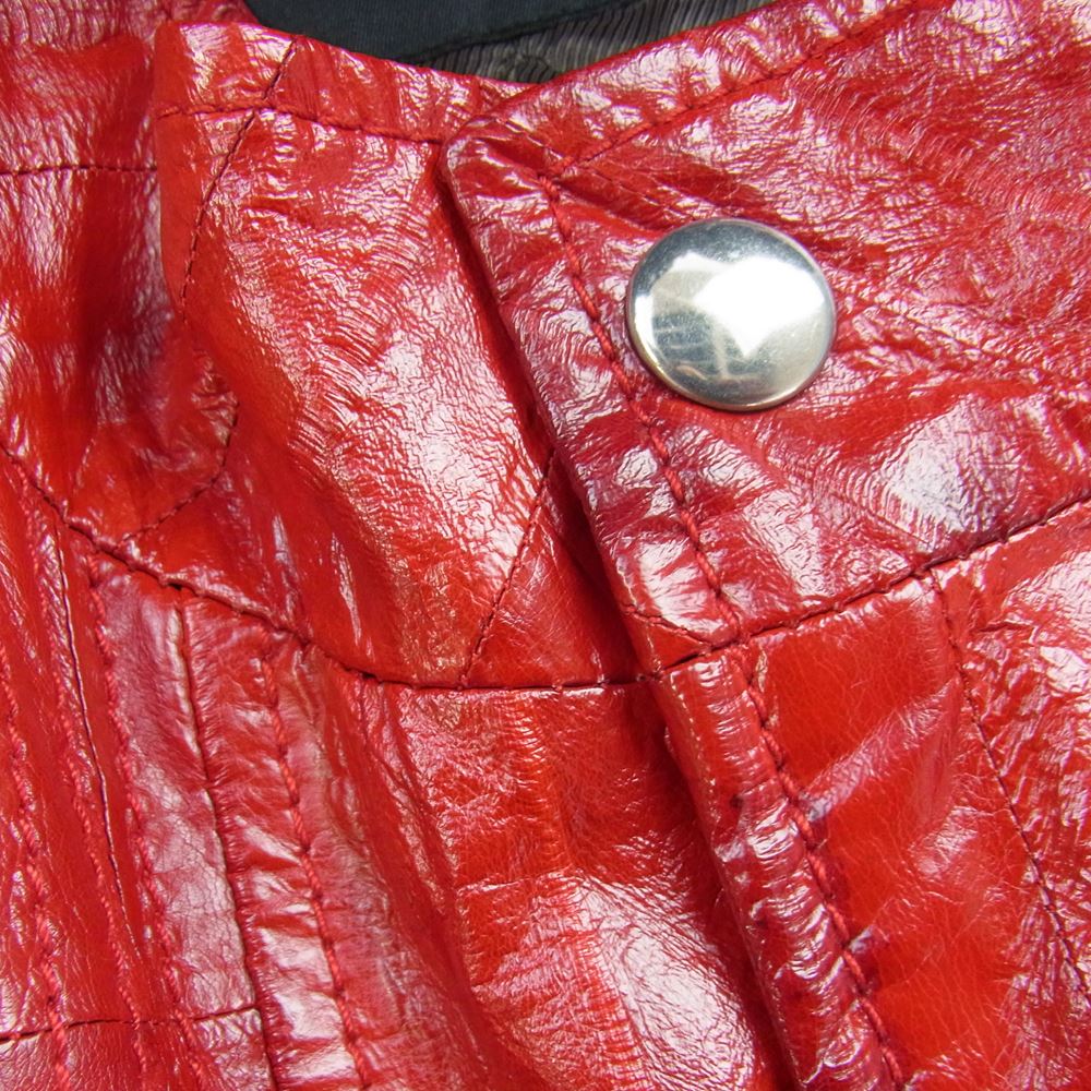 DOLCE&GABBANA ドルチェアンドガッバーナ G9495L イタリア製 ラムスキン 裏地キルティング レザー シングル ライダースジャケット レッド系 46【中古】