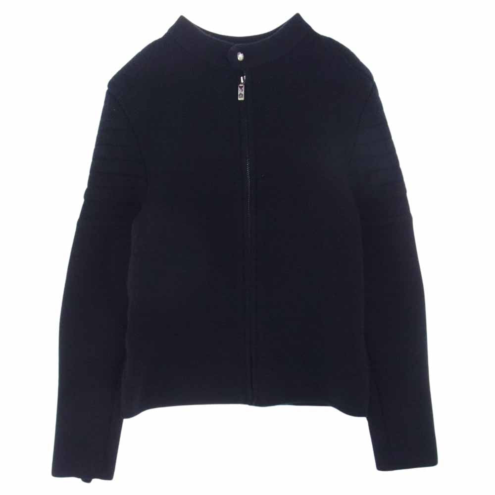 Lucien Pellat-Finet ルシアンペラフィネ 国内正規品 カシミヤ100％ カシミア バックスカル フルジップ シングルライダース ニット ジャケット ブラック系 S【中古】