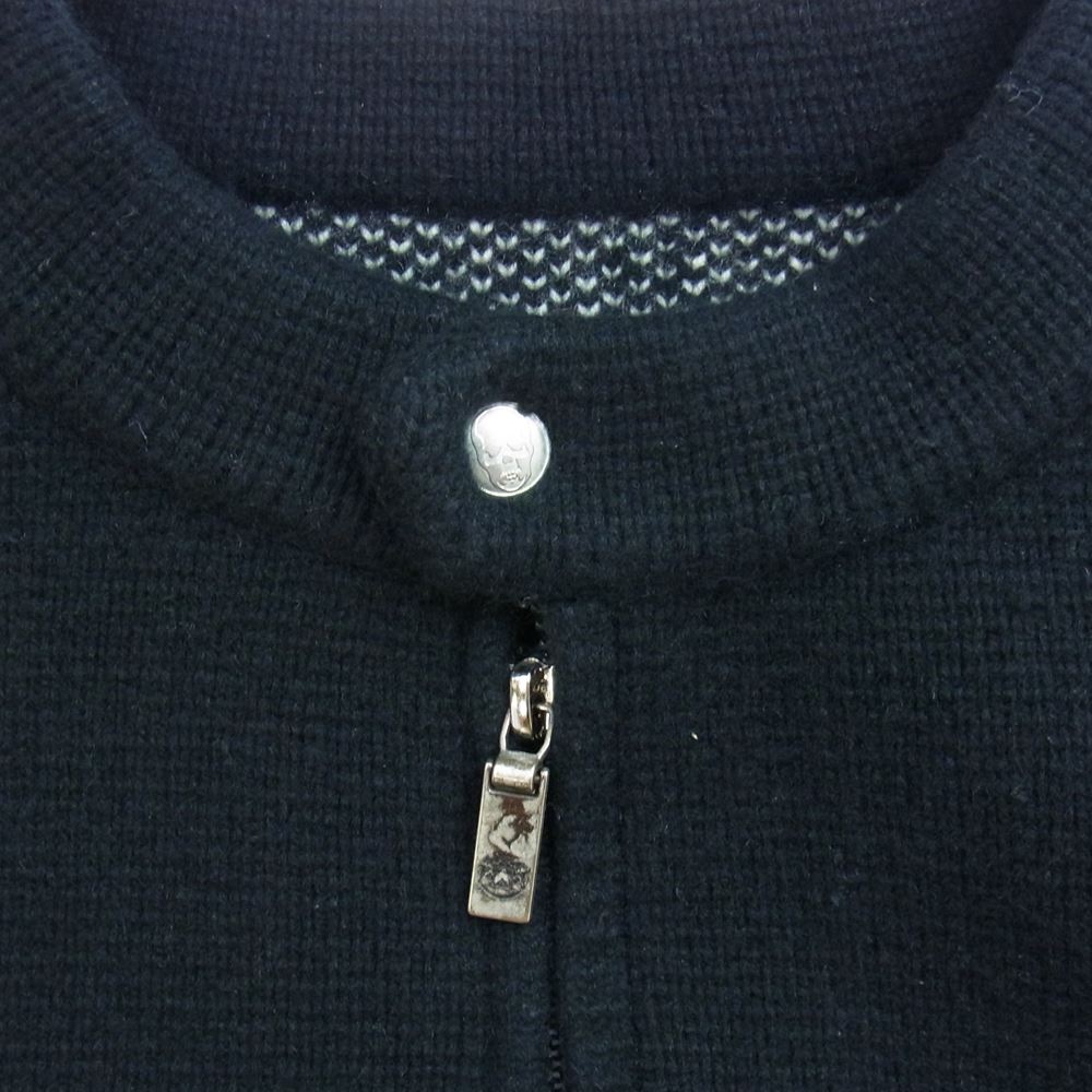 Lucien Pellat-Finet ルシアンペラフィネ 国内正規品 カシミヤ100％ カシミア バックスカル フルジップ シングルライダース ニット ジャケット ブラック系 S【中古】