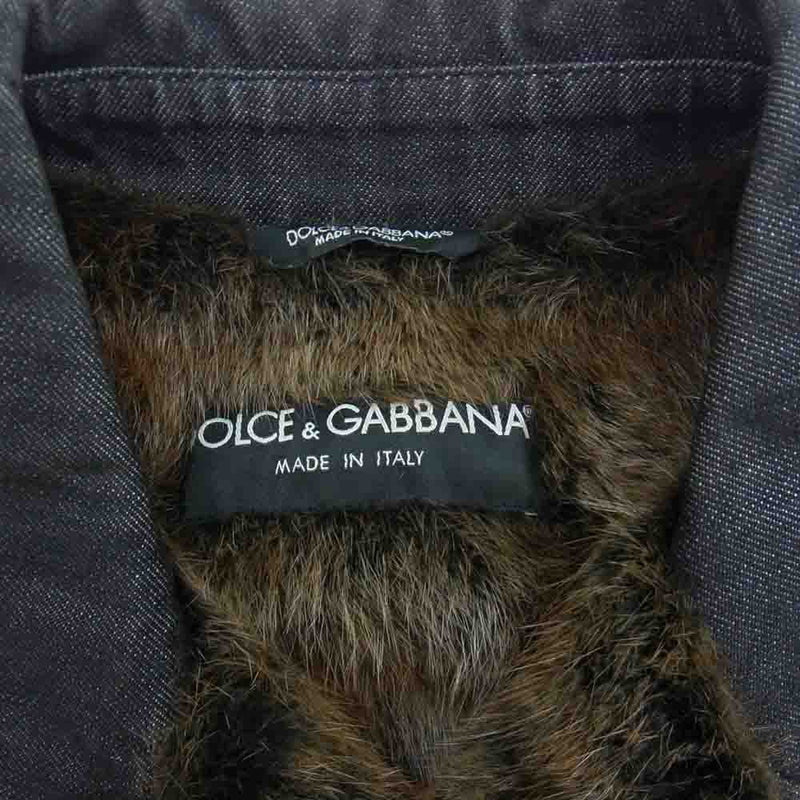 DOLCE&GABBANA ドルチェアンドガッバーナ G9D05Z イタリア製 国内正規品 裏総リアルファー マスクラット毛皮 デニムジャケット 44【中古】