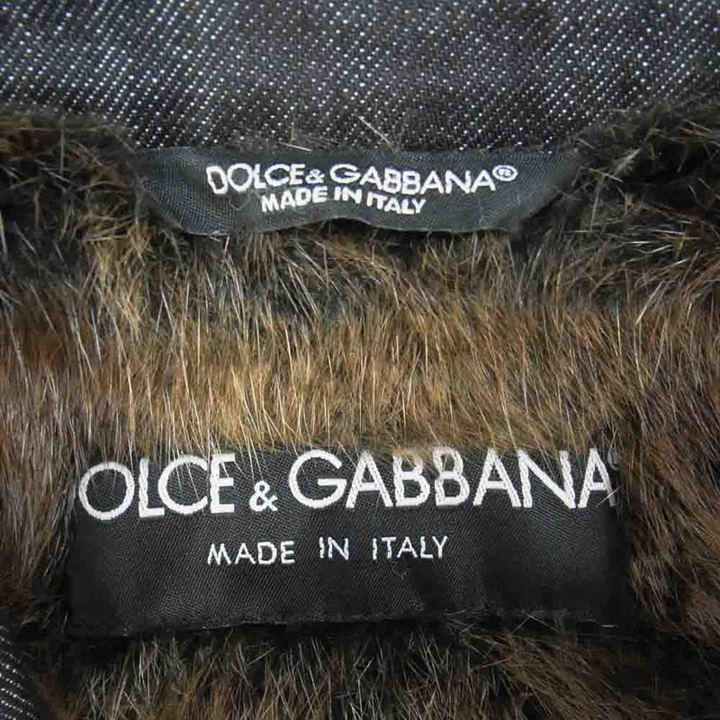 DOLCE&GABBANA ドルチェアンドガッバーナ G9D05Z イタリア製 国内正規品 裏総リアルファー マスクラット毛皮 デニムジャケット 44【中古】