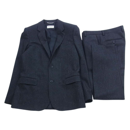 SAINT LAURENT サンローラン 353089 Y615F 2B ストライプ テーラードジャケット スラックスパンツ セットアップ スーツ ダークグレー系 ブラック系 46【中古】