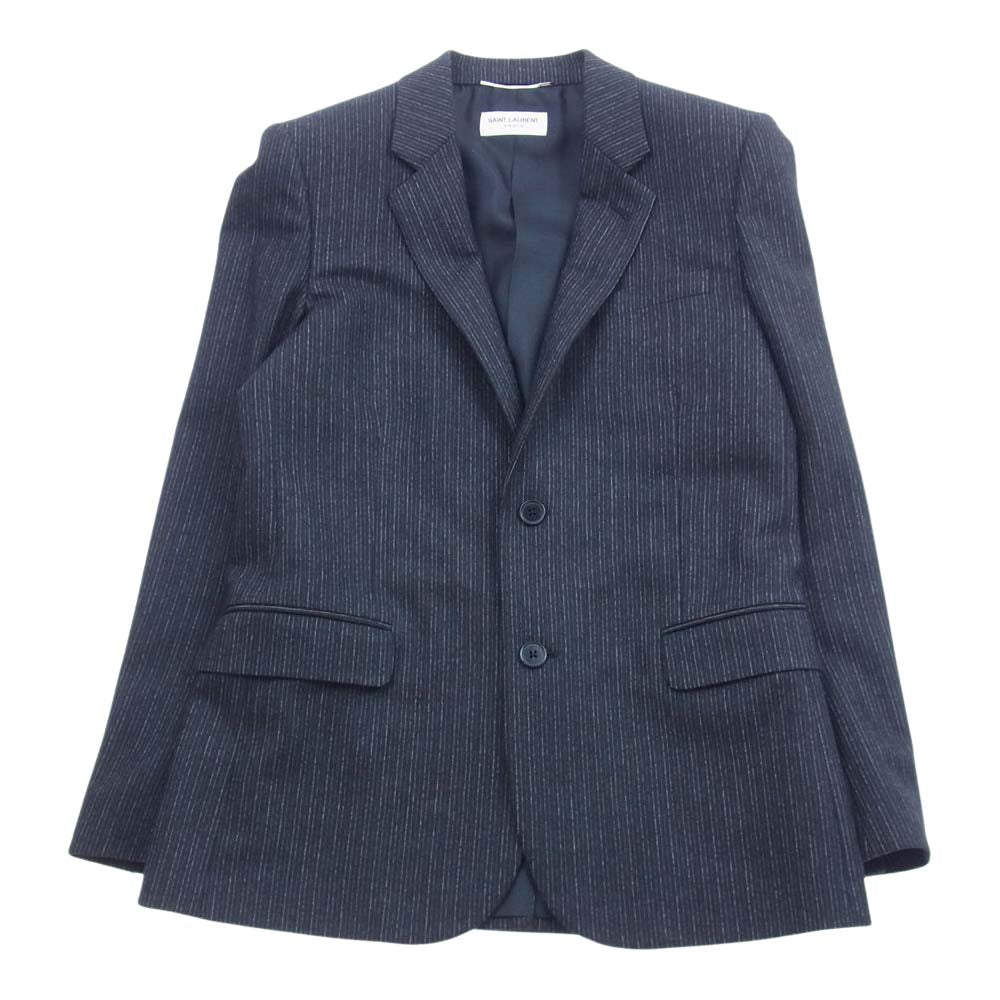 SAINT LAURENT サンローラン 353089 Y615F 2B ストライプ テーラードジャケット スラックスパンツ セットアップ スーツ ダークグレー系 ブラック系 46【中古】