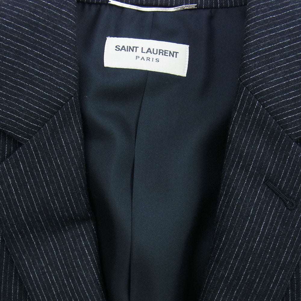 SAINT LAURENT サンローラン 353089 Y615F 2B ストライプ テーラードジャケット スラックスパンツ セットアップ スーツ ダークグレー系 ブラック系 46【中古】