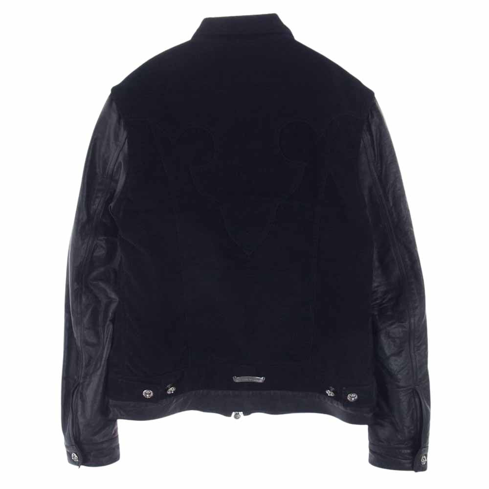 CHROME HEARTS クロムハーツ（原本無） ダガージップ バックフレア クロスボールボタン 袖レザー コーデュロイ ボア ジャケット ブラック系 M【中古】
