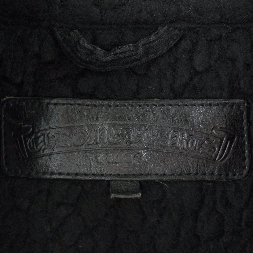 CHROME HEARTS クロムハーツ（原本無） ダガージップ バックフレア クロスボールボタン 袖レザー コーデュロイ ボア ジャケット ブラック系 M【中古】