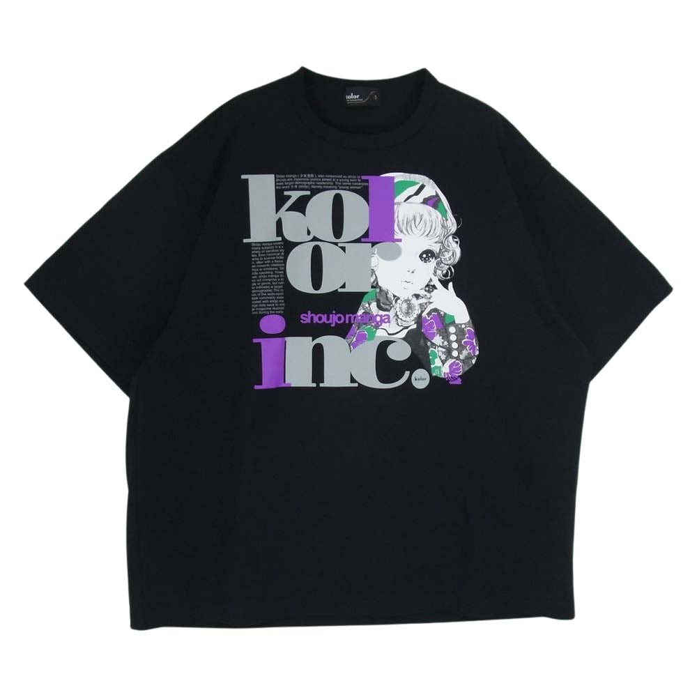 kolor カラー 22SS 22SCM-T06208 度詰め 天竺TEE メルヘン 半袖 Tシャツ ブラック系 3【美品】【中古】