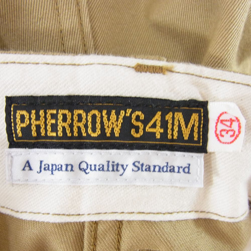 Pherrow's フェローズ ボタンフライ ミリタリー チノ ワーク パンツ ベージュ ベージュ系 34【中古】