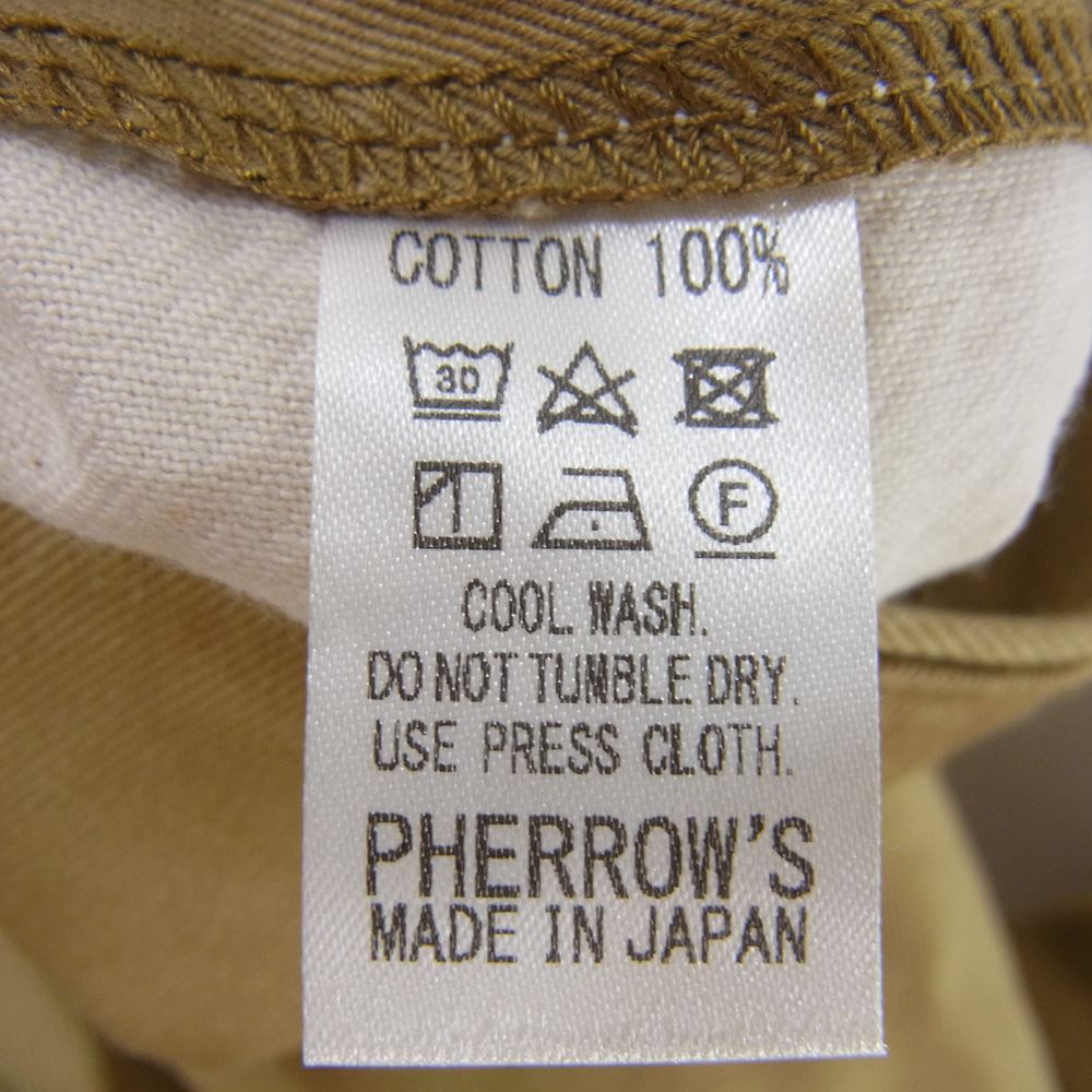 Pherrow's フェローズ ボタンフライ ミリタリー チノ ワーク パンツ ベージュ ベージュ系 34【中古】